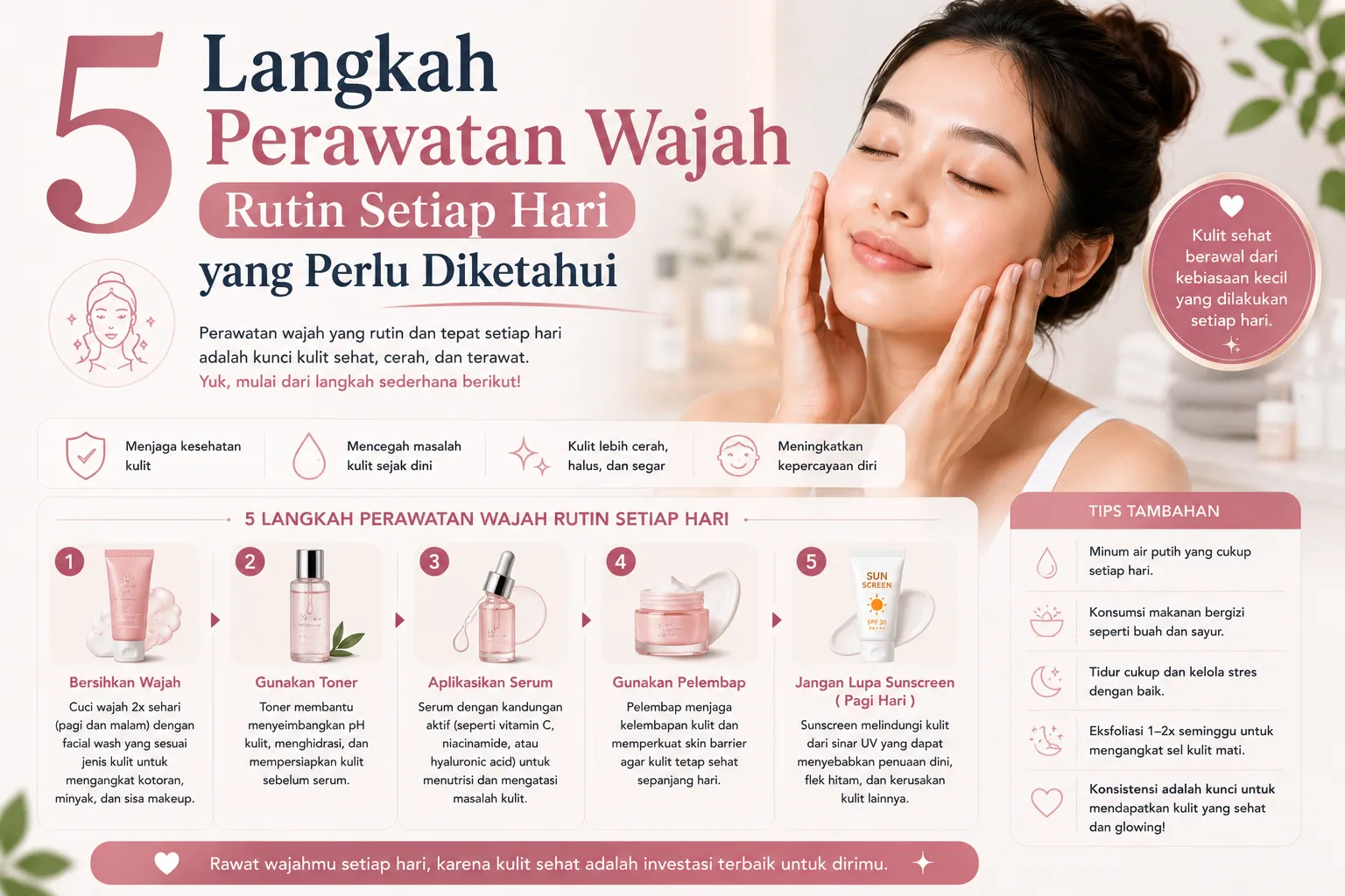 5 Langkah Perawatan Wajah Rutin Setiap Hari yang Perlu Diketahui